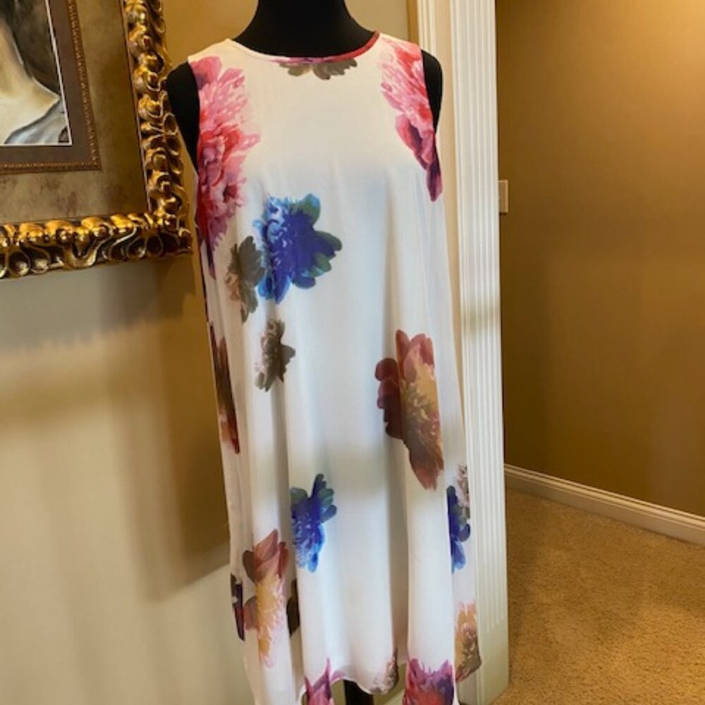 Calvin Klein Floral Flowy Sleeveless Dress  SZ 14